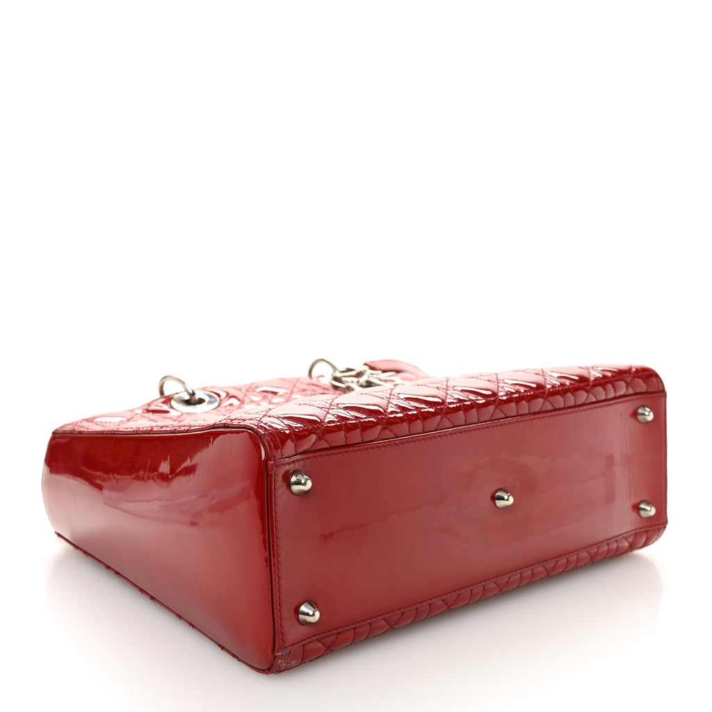 Patent Cannage Large Lady Dior Red