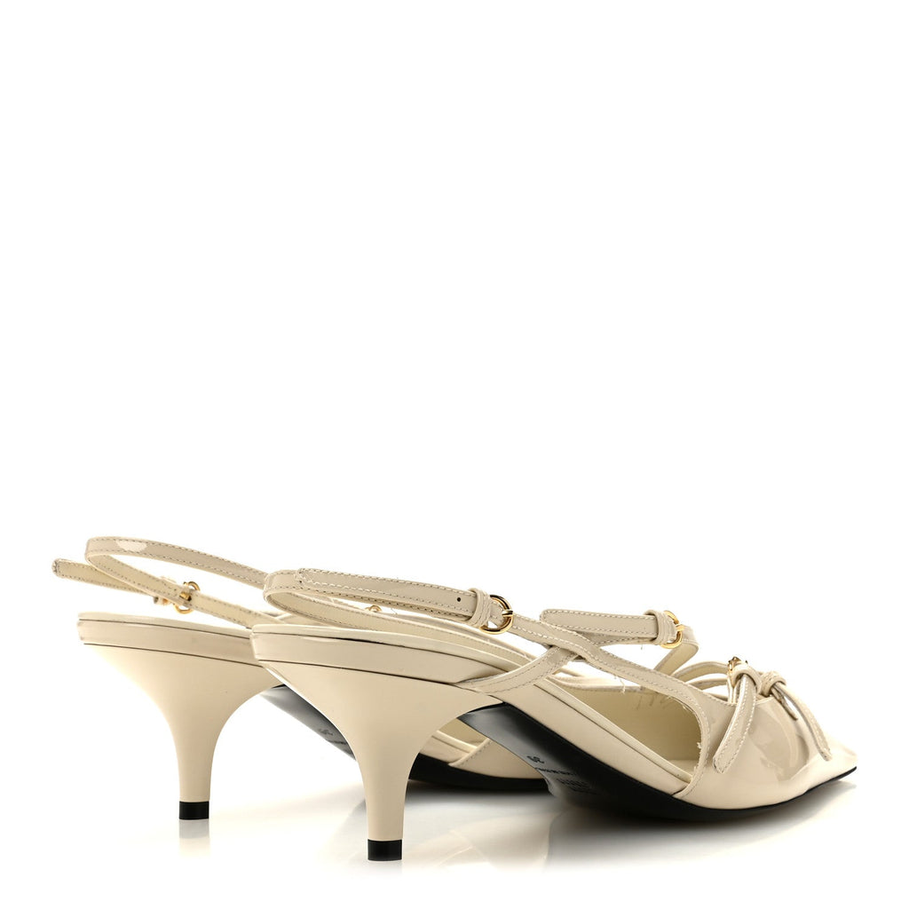 Vernice Buckle 55mm Slingback Pumps 39 White