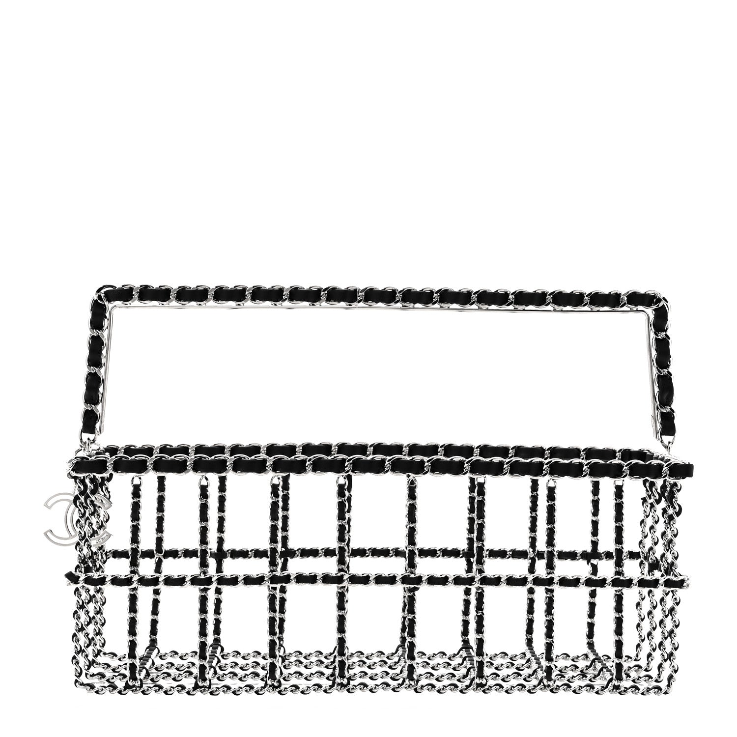 Brass Calfskin Grocery By Chanel Minaudiere Shopping Basket Silver