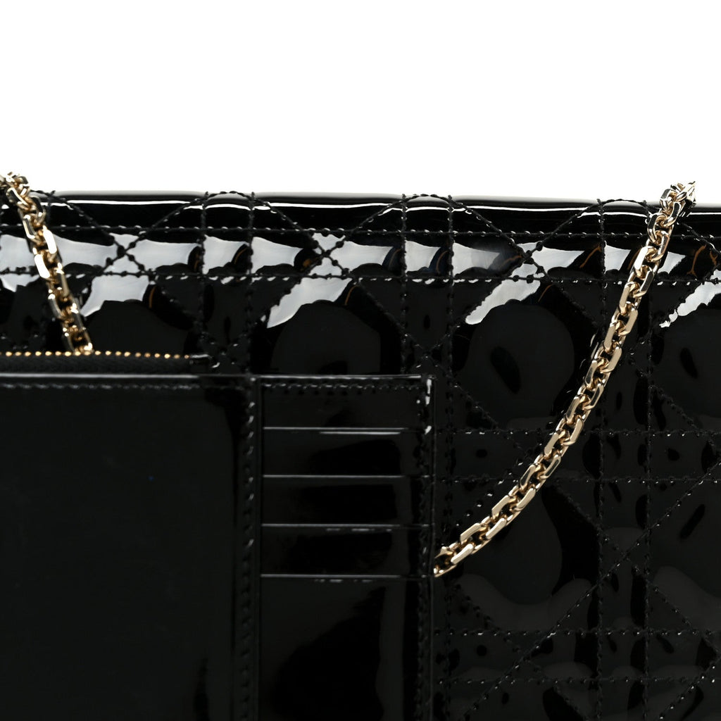 Patent Cannage Lady Dior Convertible Clutch Black