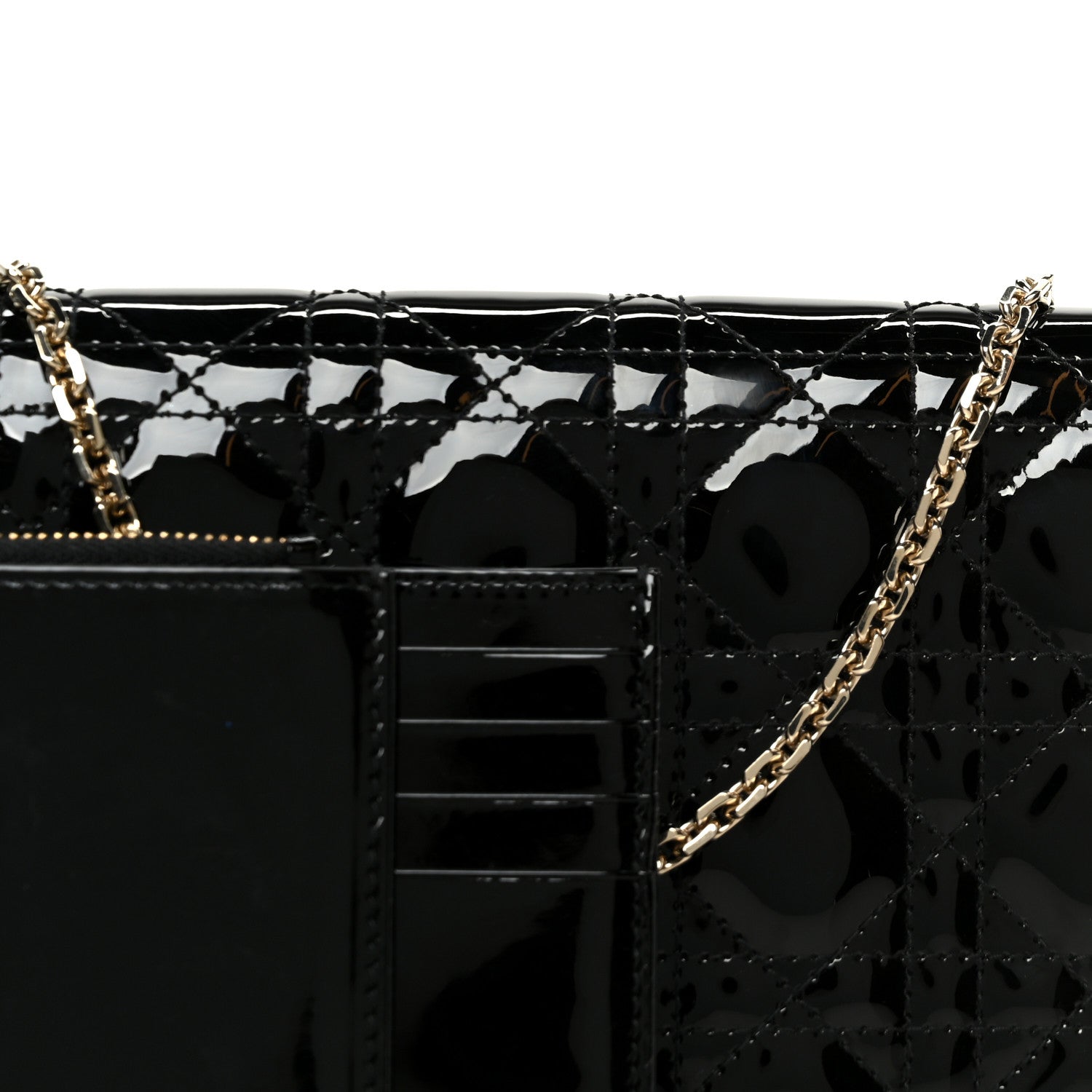 Patent Cannage Lady Dior Convertible Clutch Black