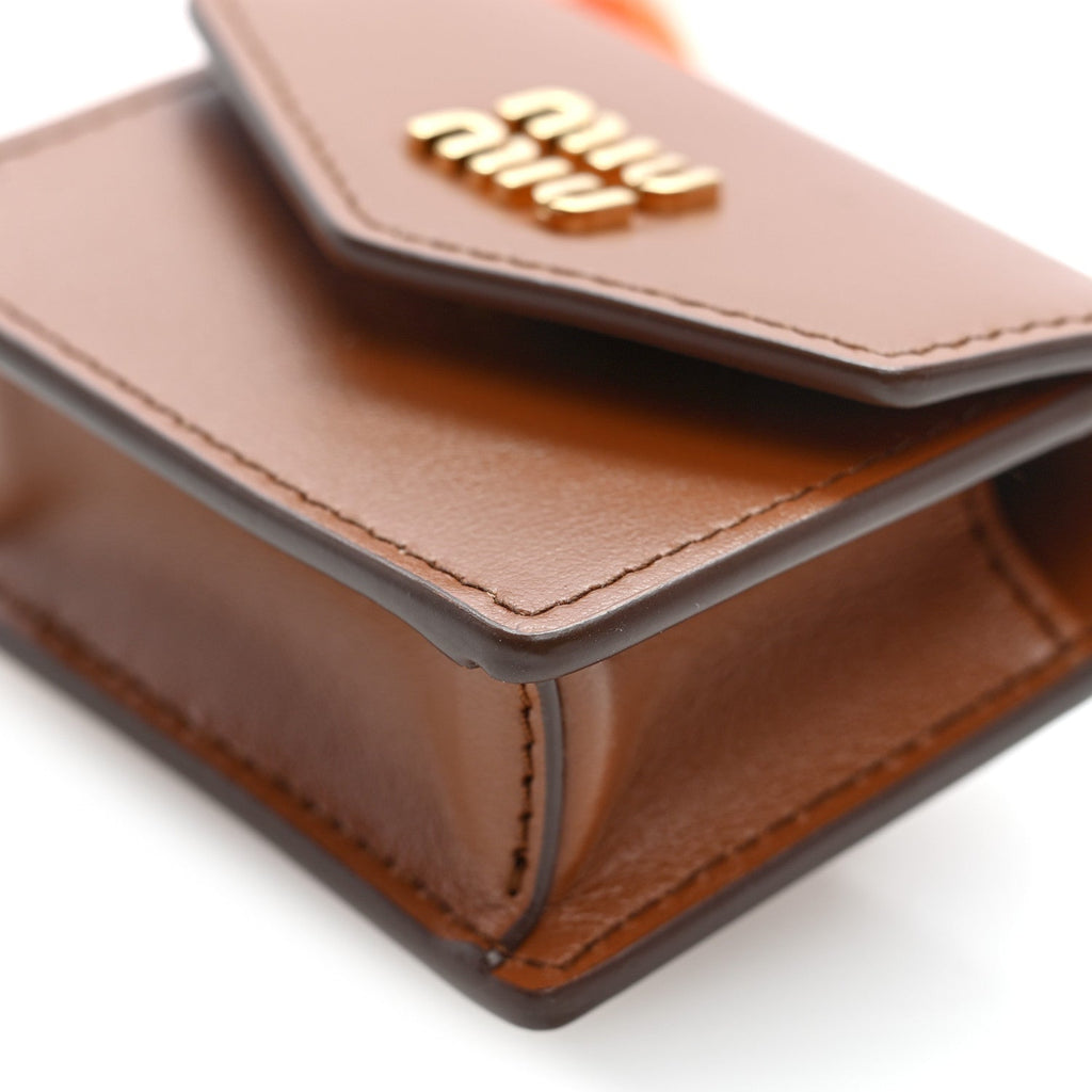 Nappa Flap Pouch Bag Charm Cognac Orange
