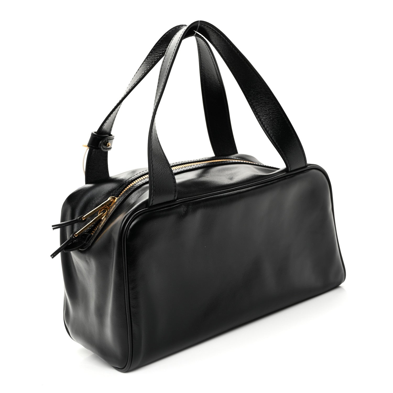 Vitello Lux Bauletto Top Handle Bag Black