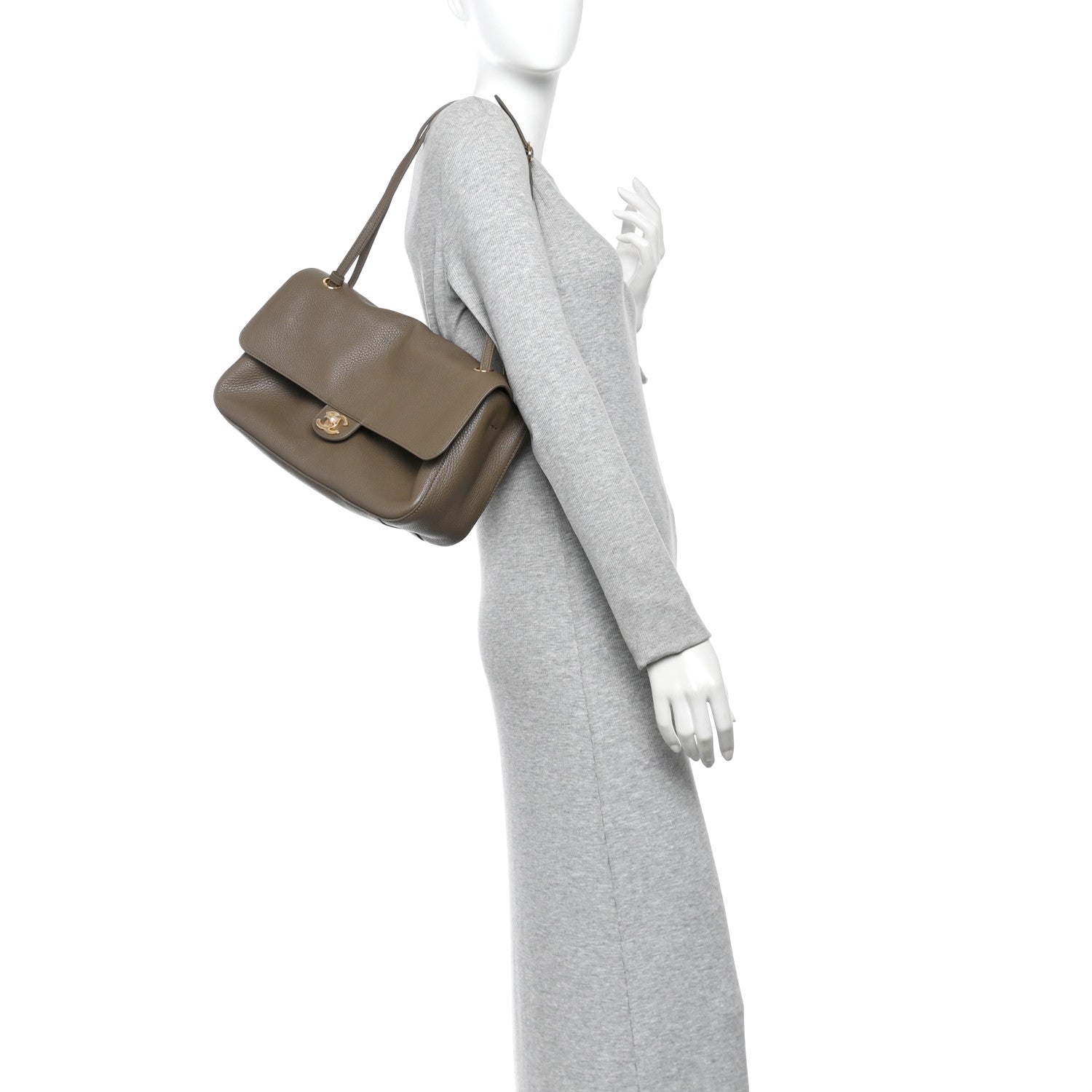 Grained Calfskin Small Souplissimo Maxi Flap Light Brown