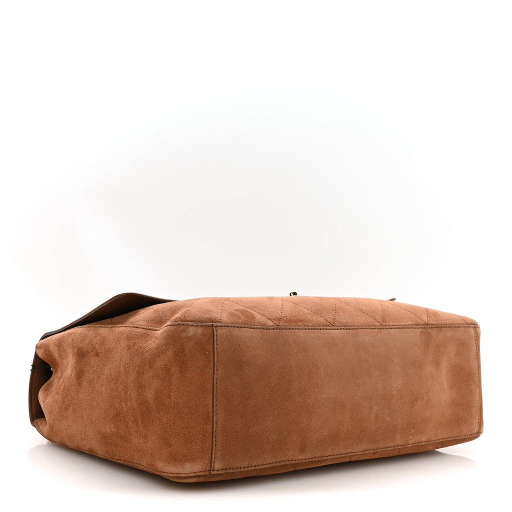 Suede Calfskin Souplissimo Maxi Flap Camel
