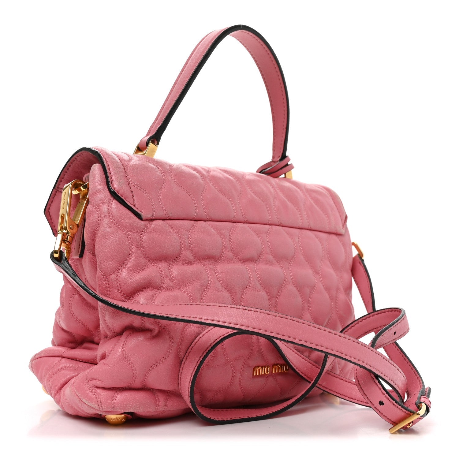 Nappa Padded Top Handle Bag Geranio