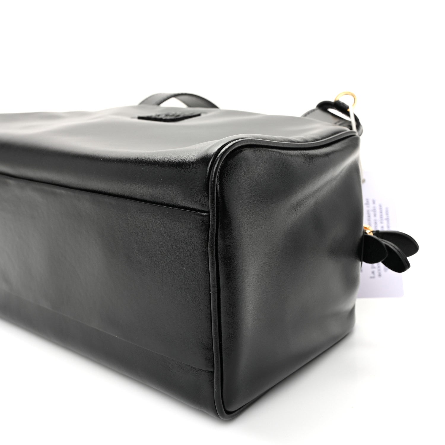 Vitello Lux Bauletto Top Handle Bag Black