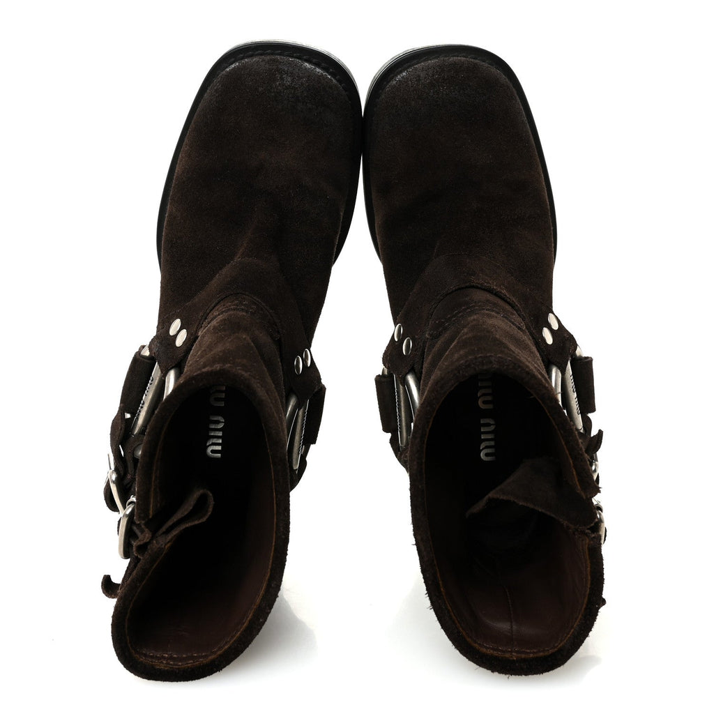Suede Harness Engineer Boots 38.5 Brown