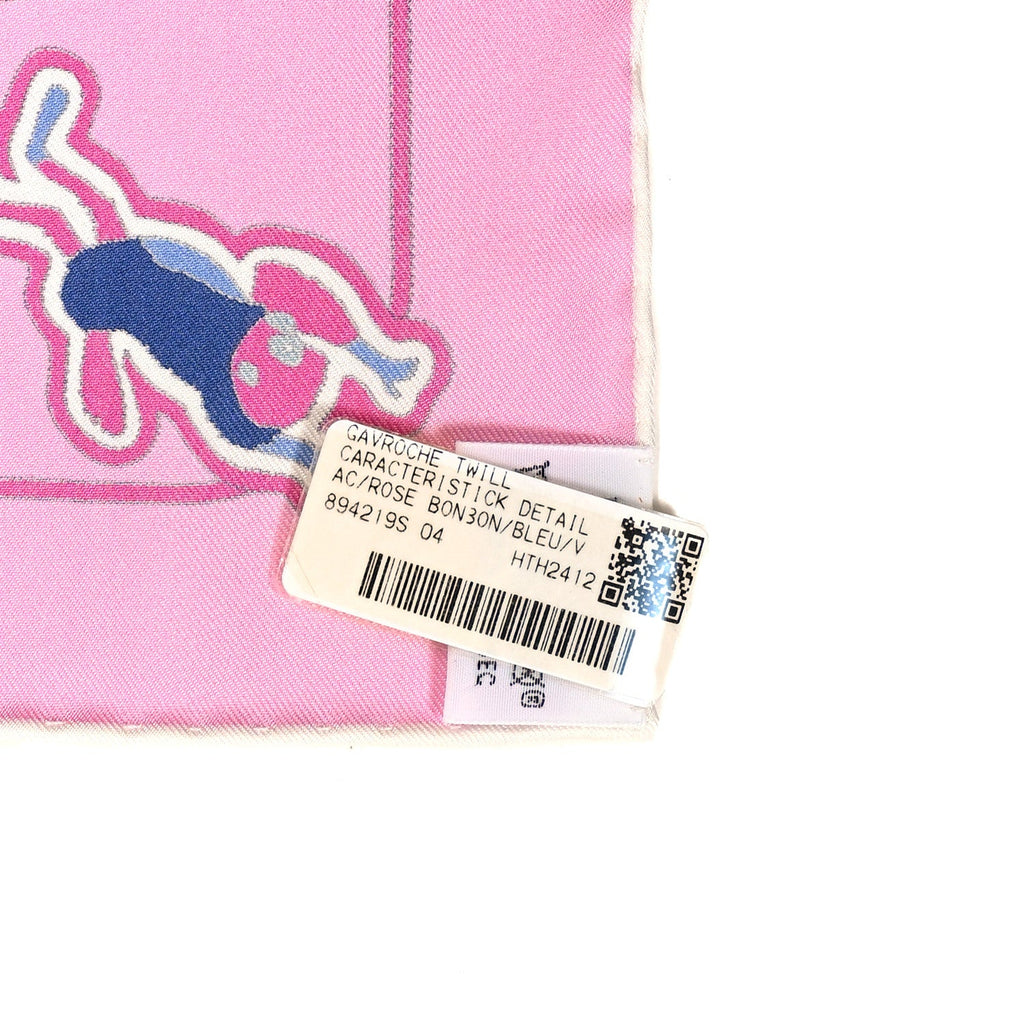 Silk Caracteristick Detail Scarf 45 Rose Bonbon Bleu Violet