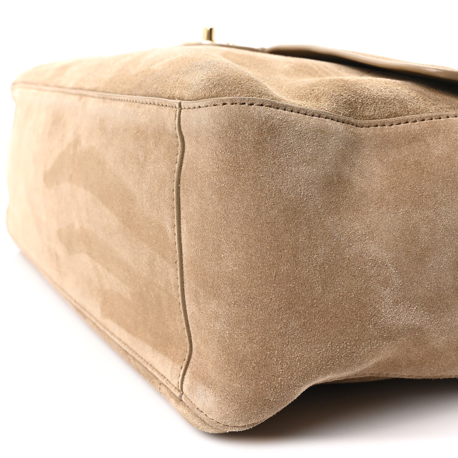 Suede Calfskin Souplissimo Maxi Flap Dark Beige