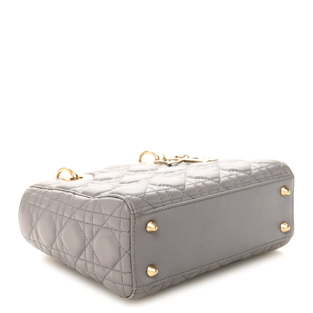 Lambskin Cannage Small Lucky Badges My Lady Dior Grey