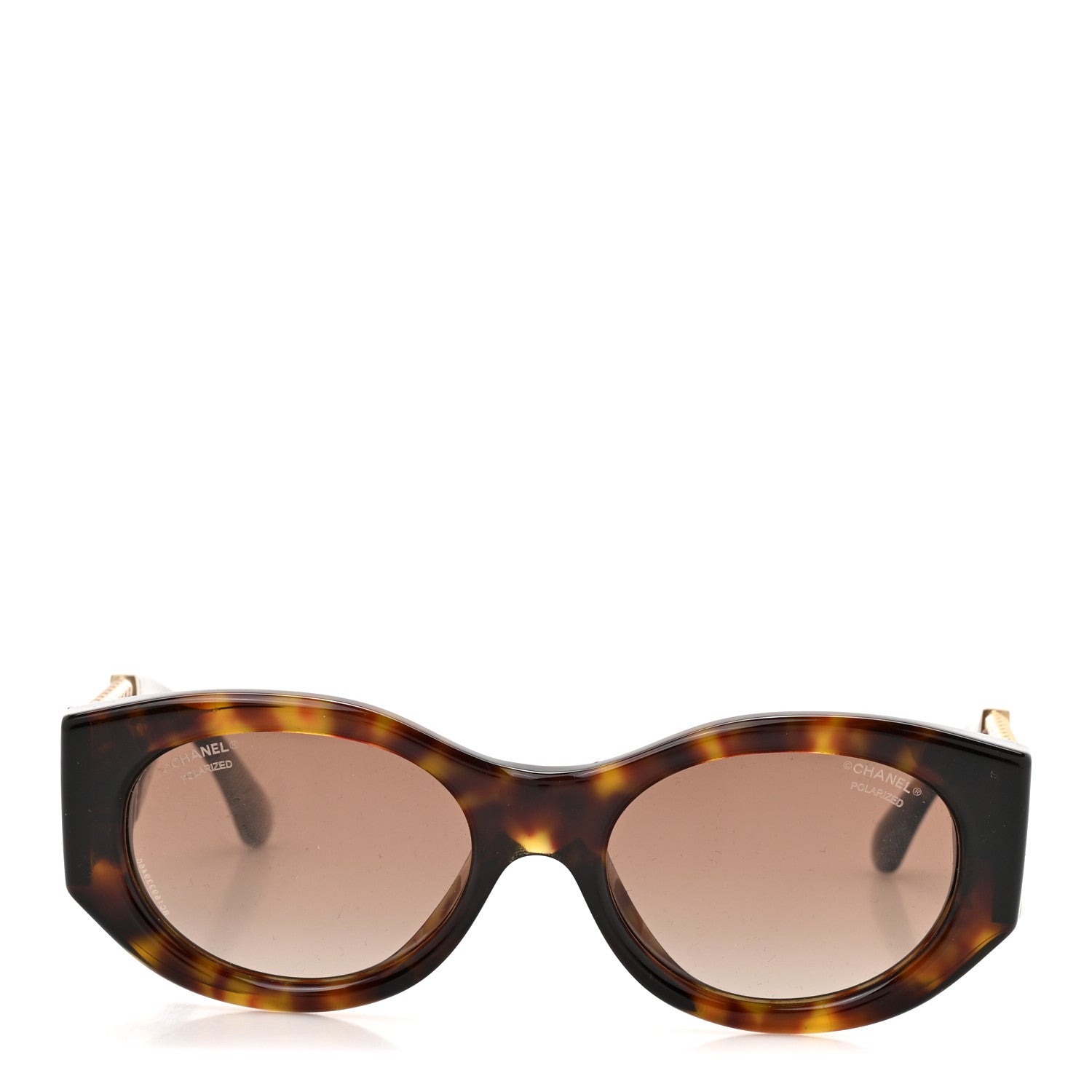 Acetate Calfskin Chain Polarized CC Sunglasses 5536-Q-A Tortoise