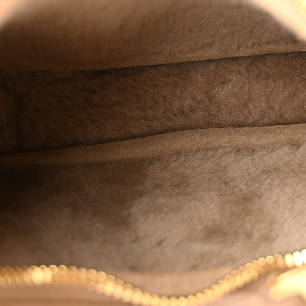 Suede Shearling Mini Wander Hobo Sabbia