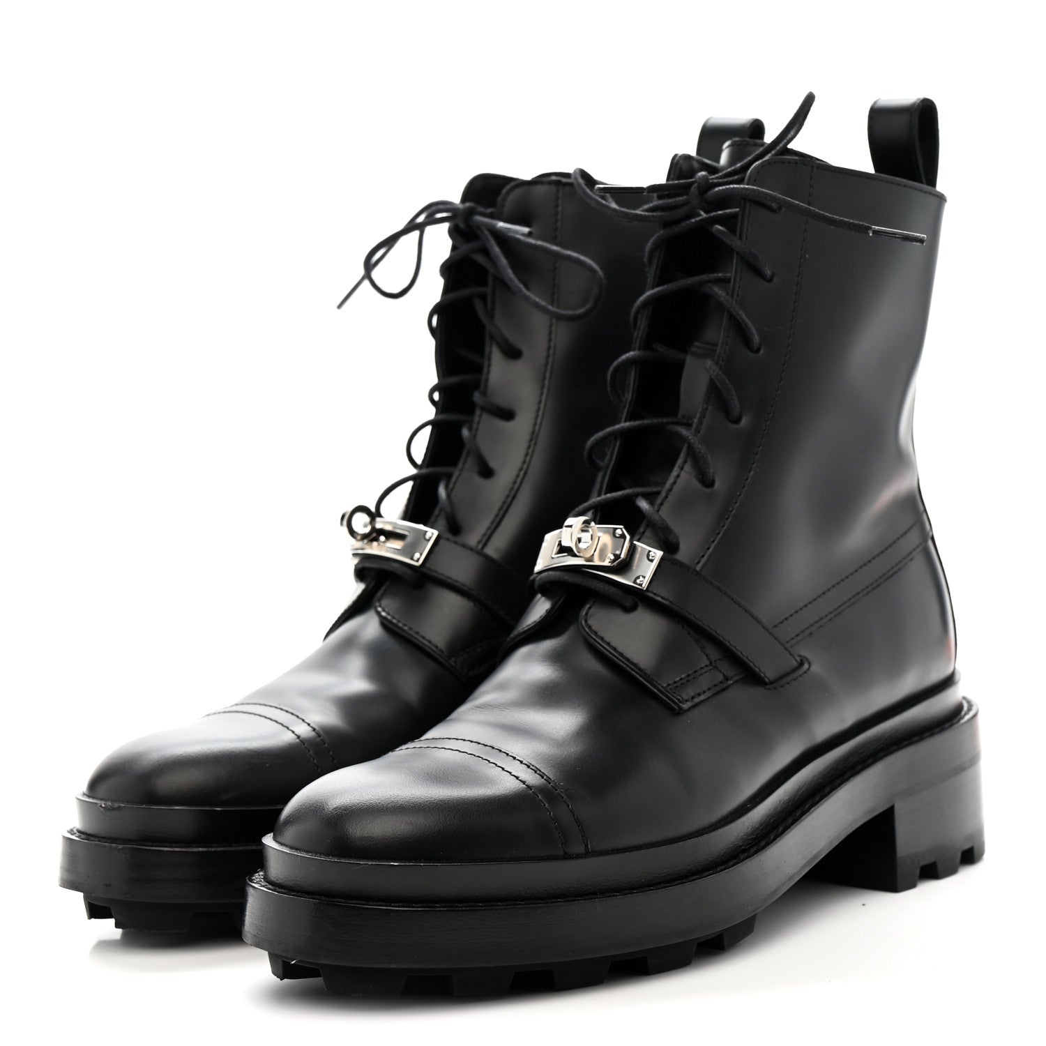 Glossed Calfskin Funk Ankle Boots 37.5 Black