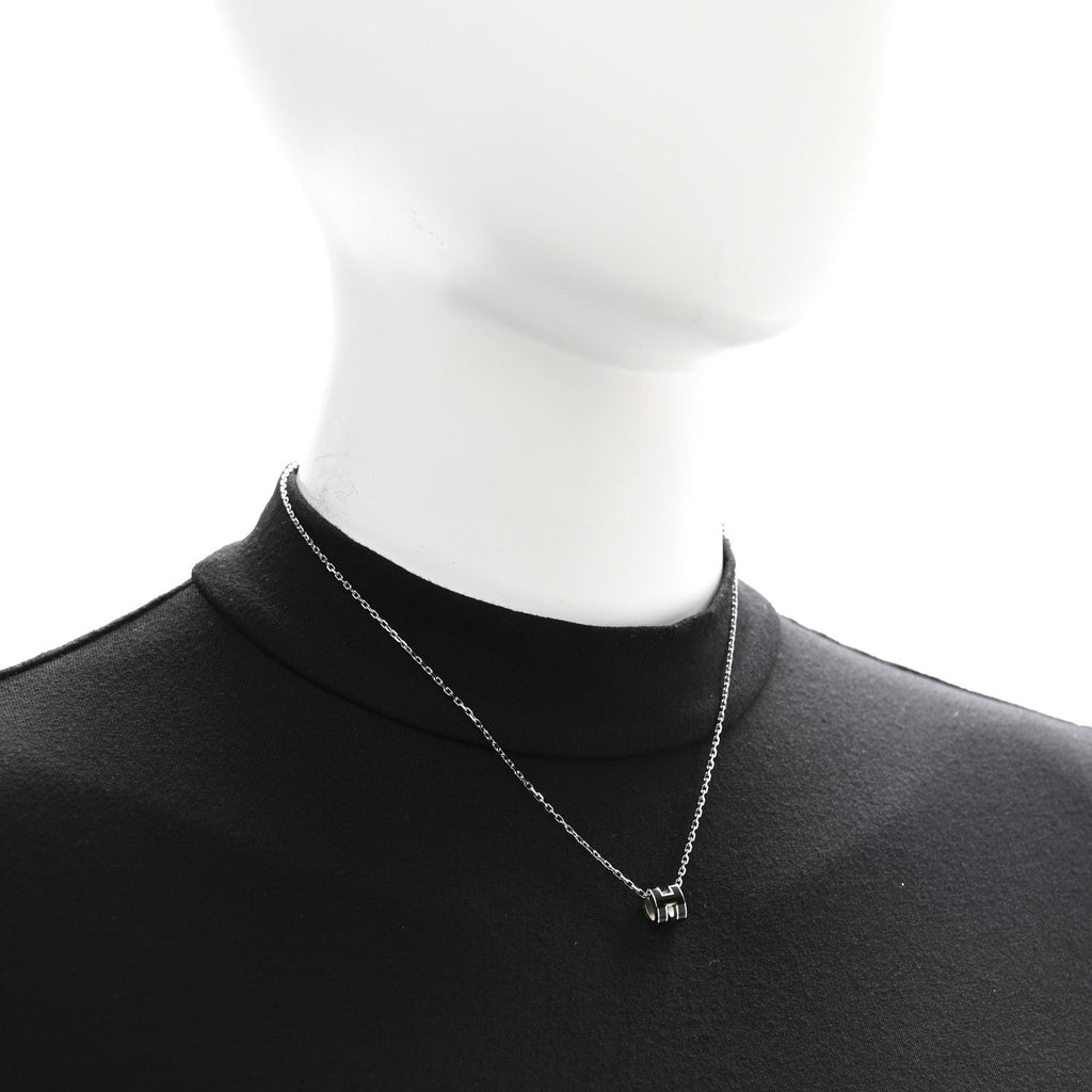 Lacquered Palladium Mini Pop H Pendant Necklace Black