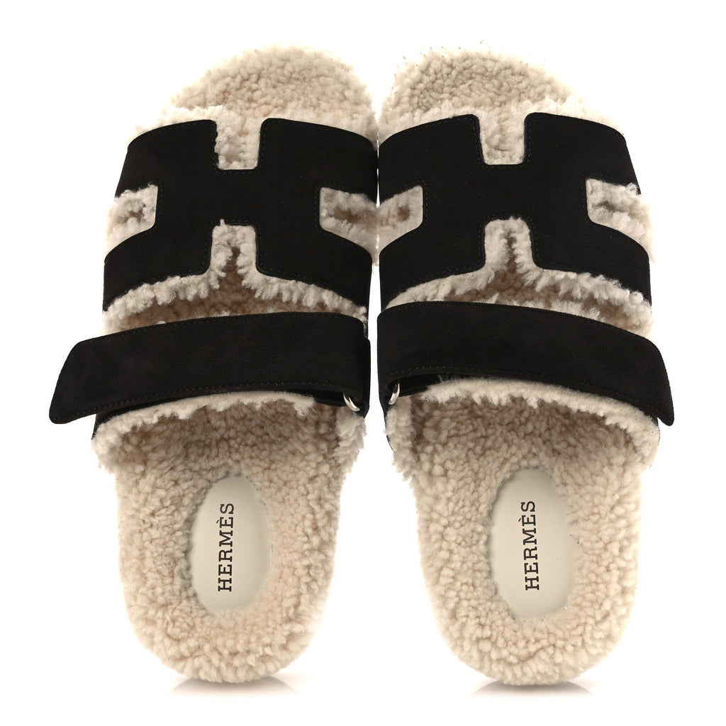 Suede Goatskin Woolskin Womens Chypre Sandals 38.5 Marron Ebene