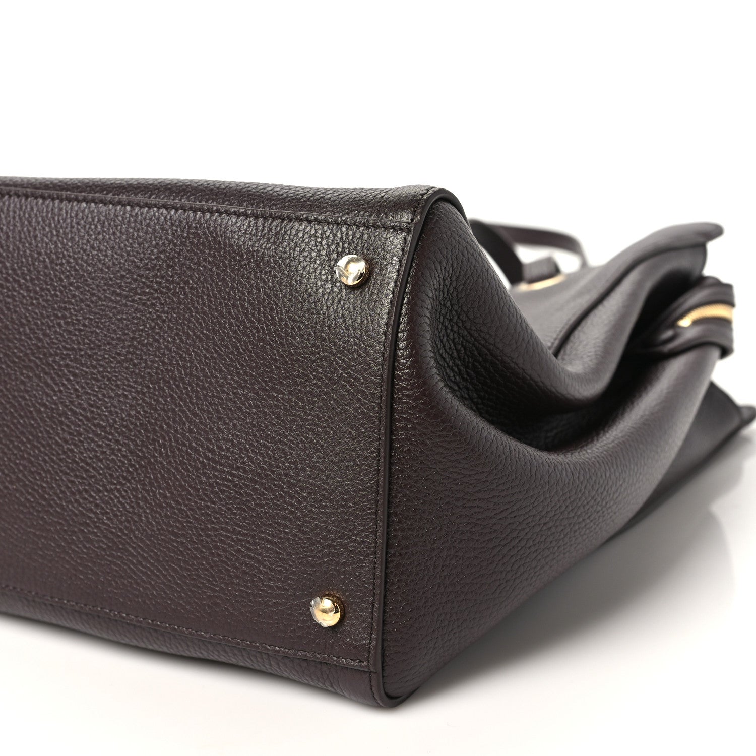 Grained Calfskin Large Shopping Bag Brown
