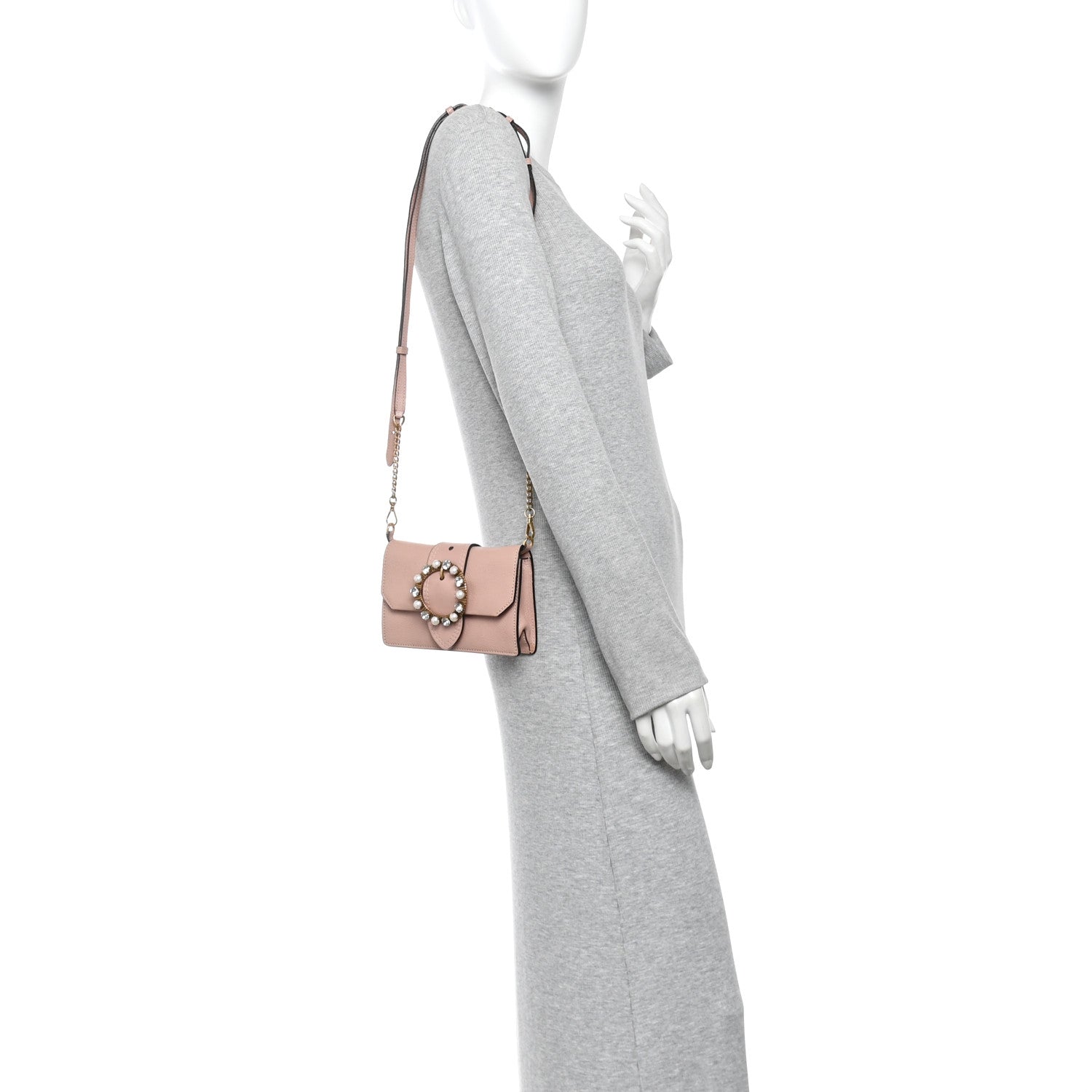 Goatskin Madras Soft Calfskin Crystal Pearl Embellished Shoulder Bag Orchidea