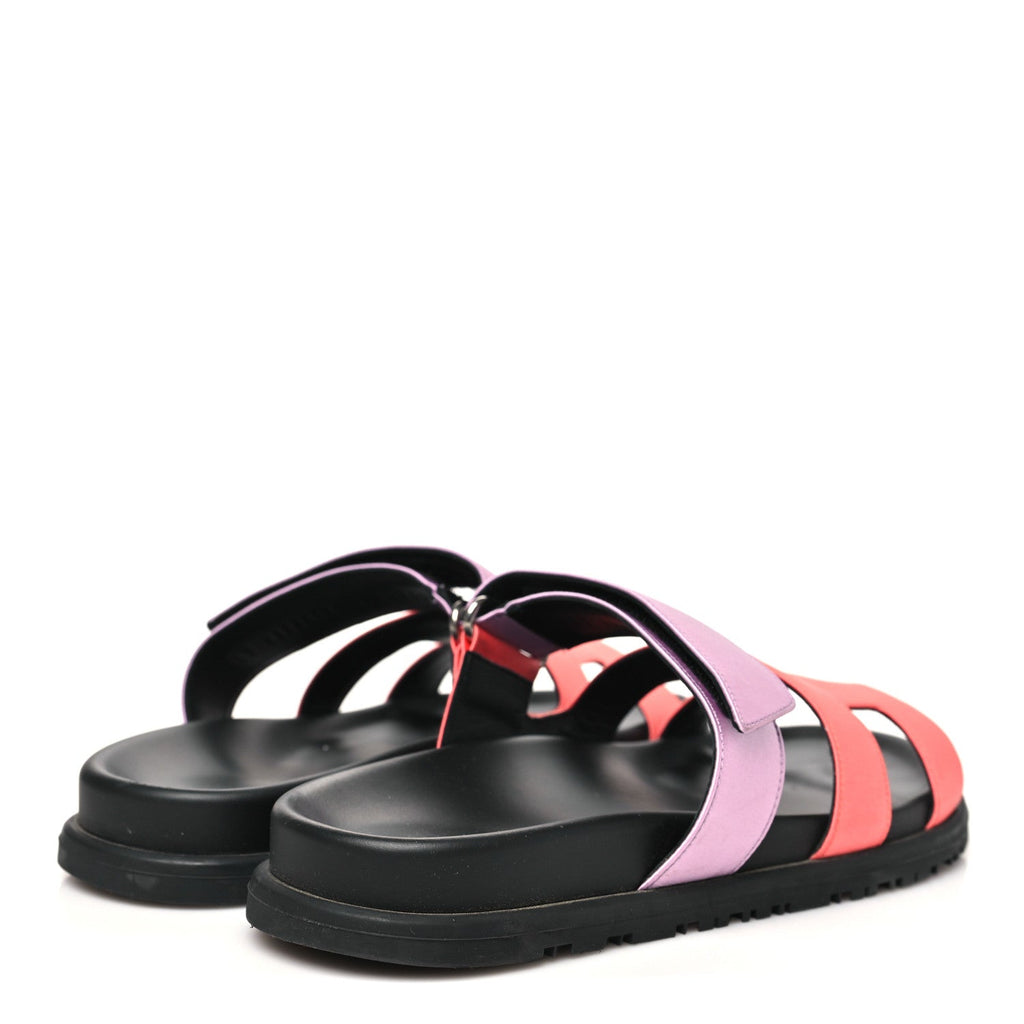 Satin Crepe Chypre Sandals 37.5 Rose Peche Violet Petale