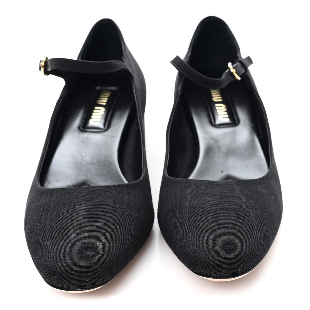 Grosgrain Moire Mary Jane Pumps 40 Black