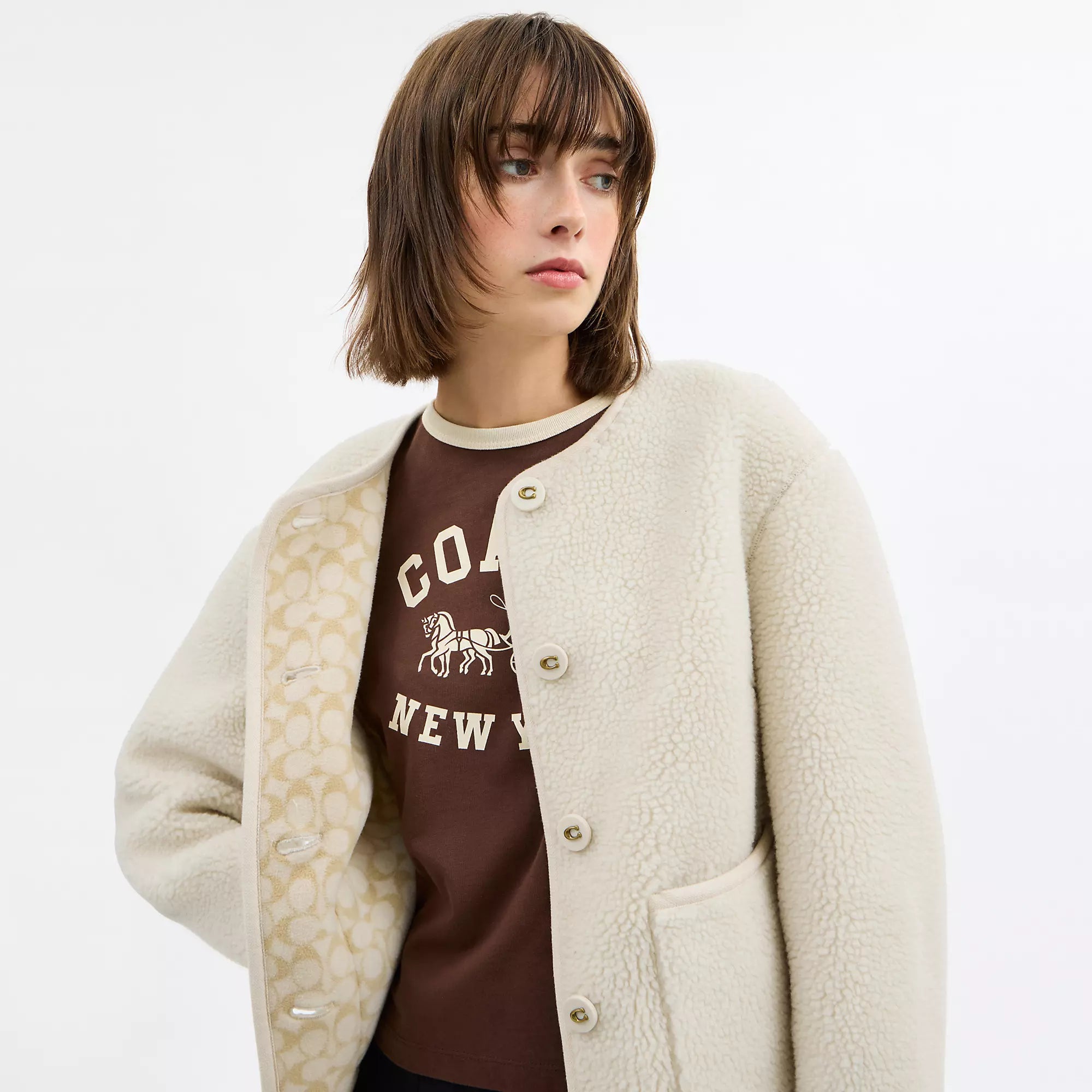Coach Outlet Short Sherpa Cardi Jacket