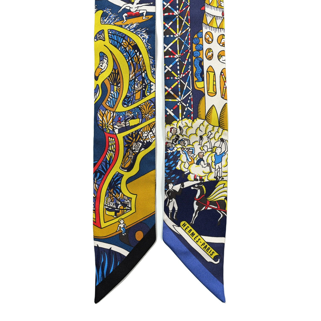 Silk Exposition Universelle Twilly Bleu Jaune Vif Rouge