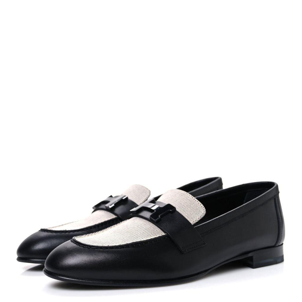 Toile De Coton Calfskin Womens Paris Loafers 37 Black Prunoir