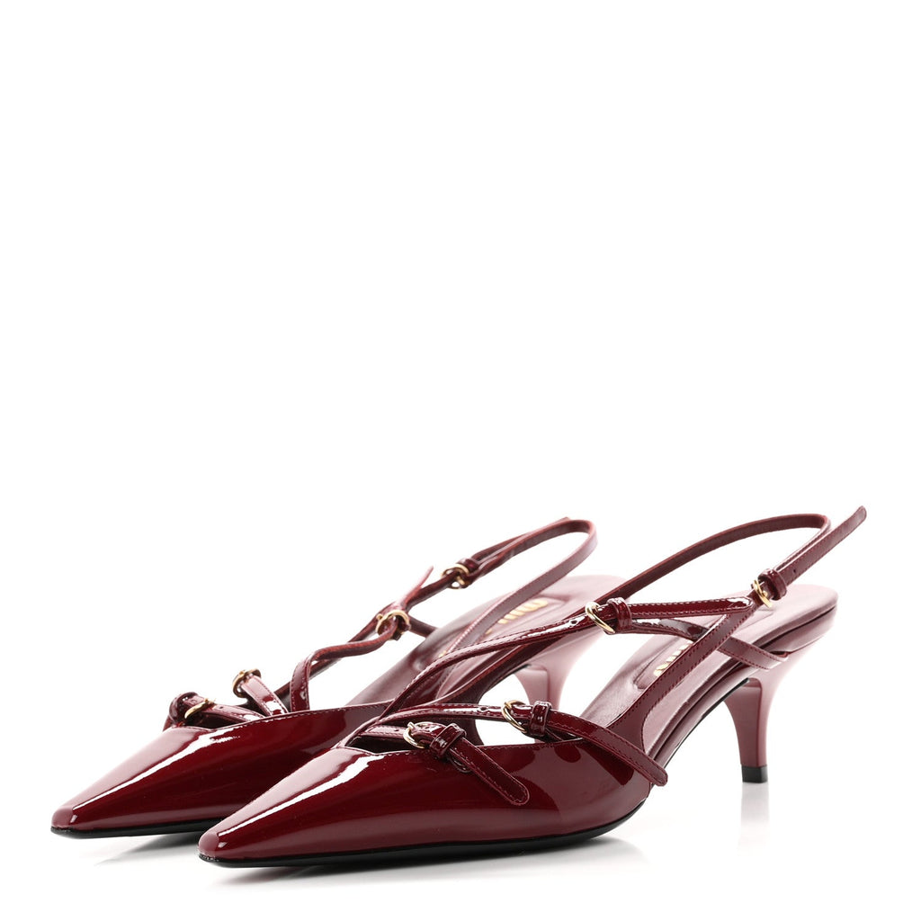 Vernice Buckle 55mm Slingback Pumps 36.5 Porpora