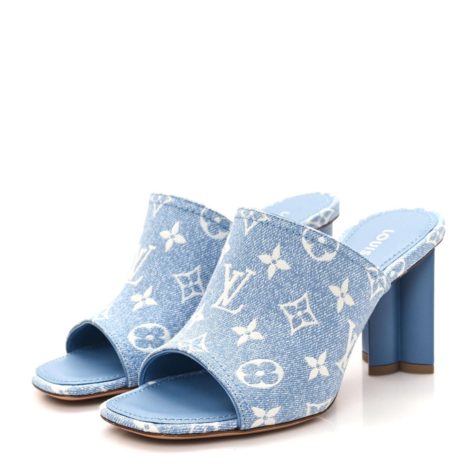 Denim Monogram Silhouette Mules 37 Blue