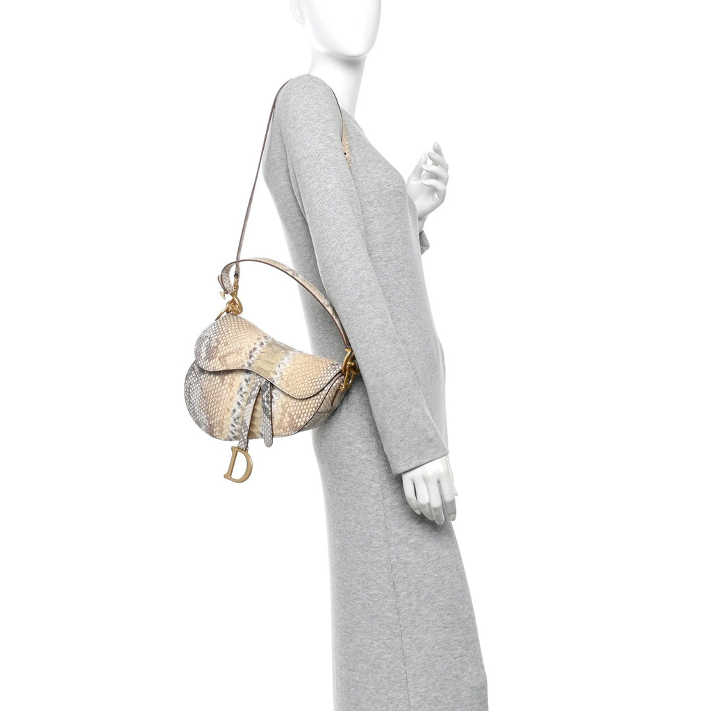 Metallic Snakeskin Saddle Bag Gold Multicolor