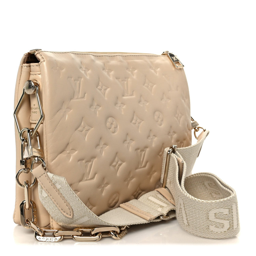 Lambskin Swarovski Crystal Embossed Monogram Coussin PM Nude