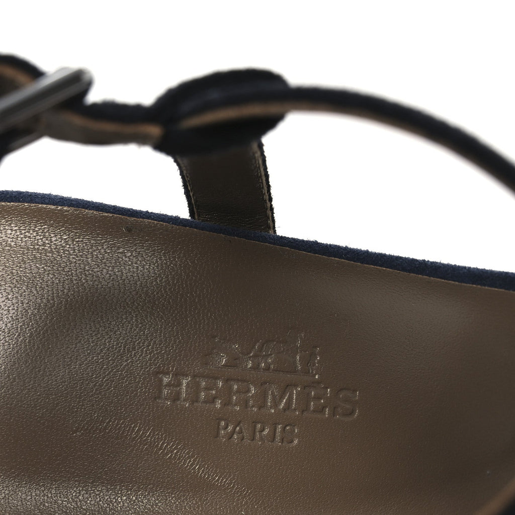Suede Goatskin Calas Sandals 37.5 Vert Oxford Bleu Celeste Black