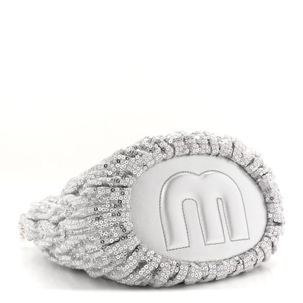 Paillettes Mate Bucket Bag Argento