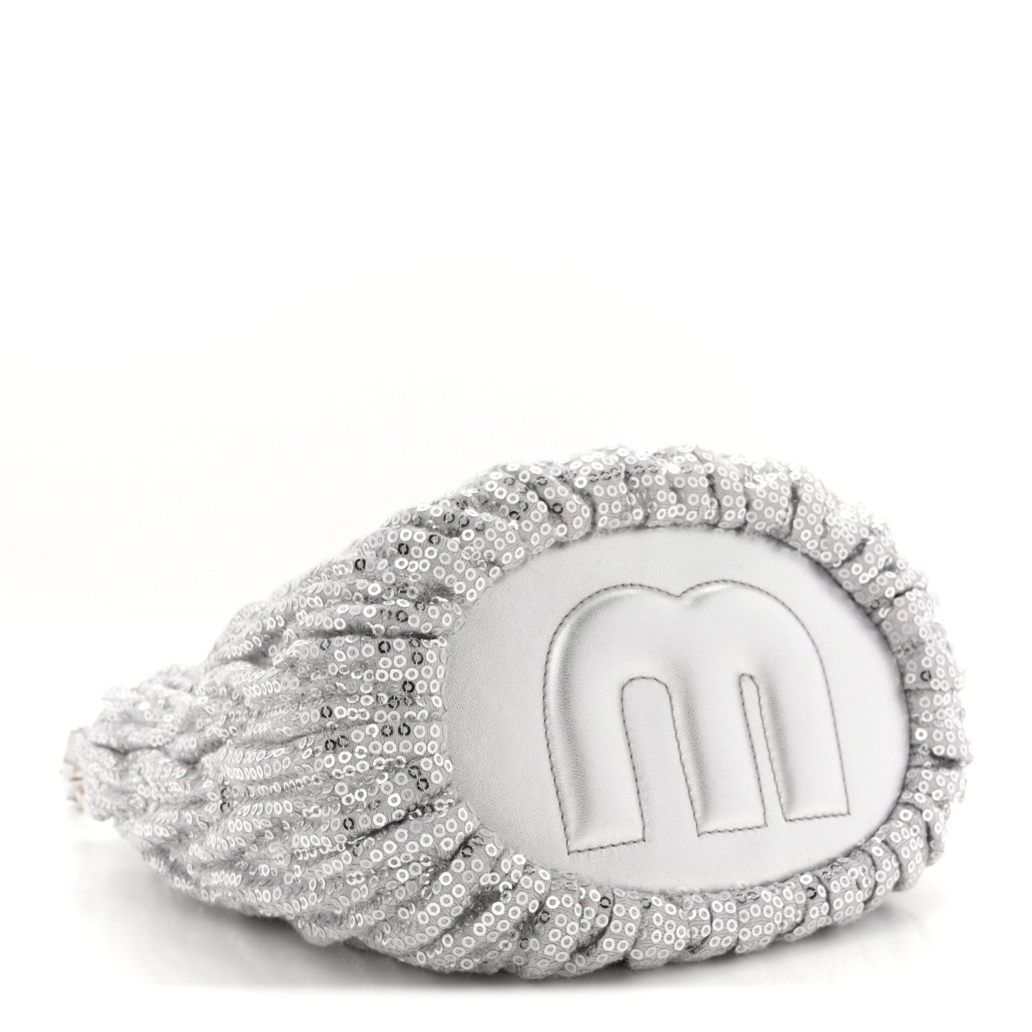 Paillettes Mate Bucket Bag Argento