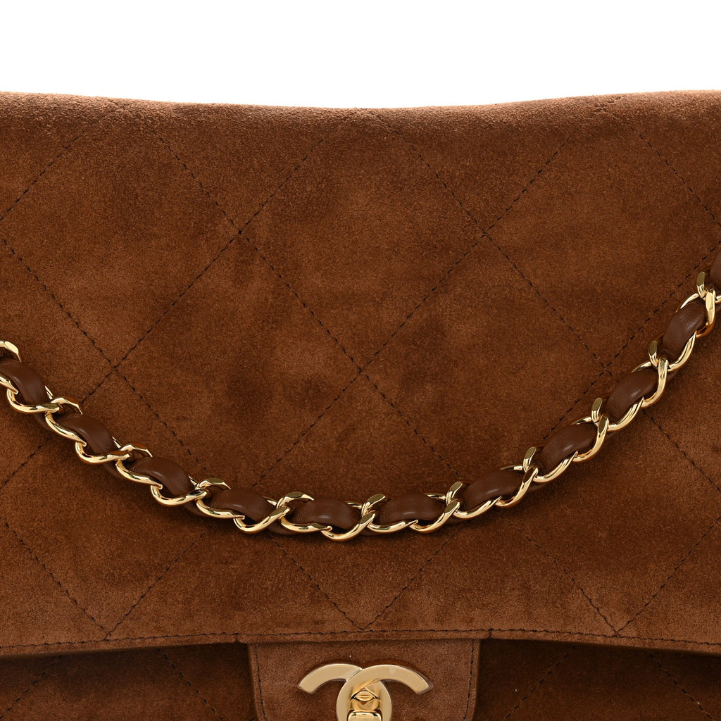 Suede Calfskin Souplissimo Maxi Flap Camel