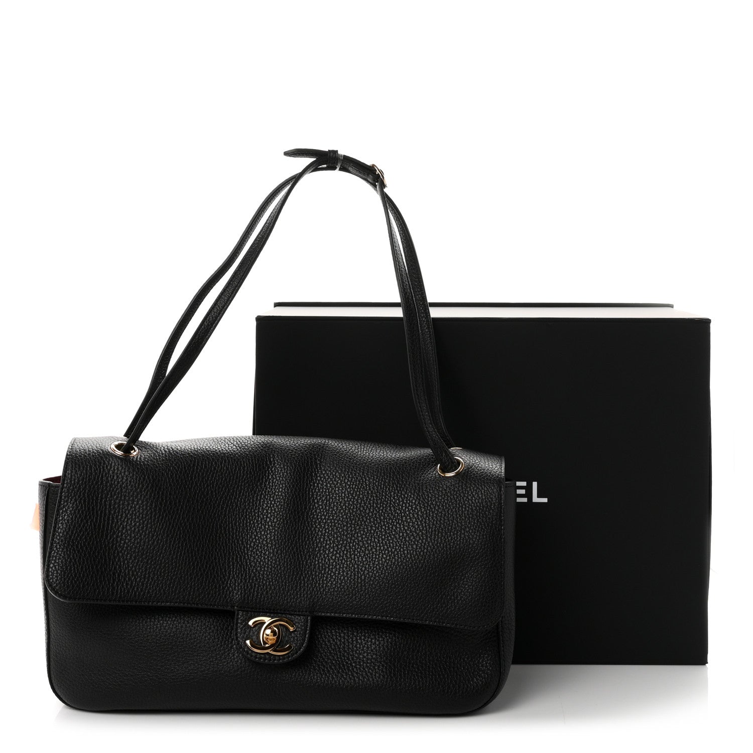 Grained Calfskin Small Souplissimo Maxi Flap Black