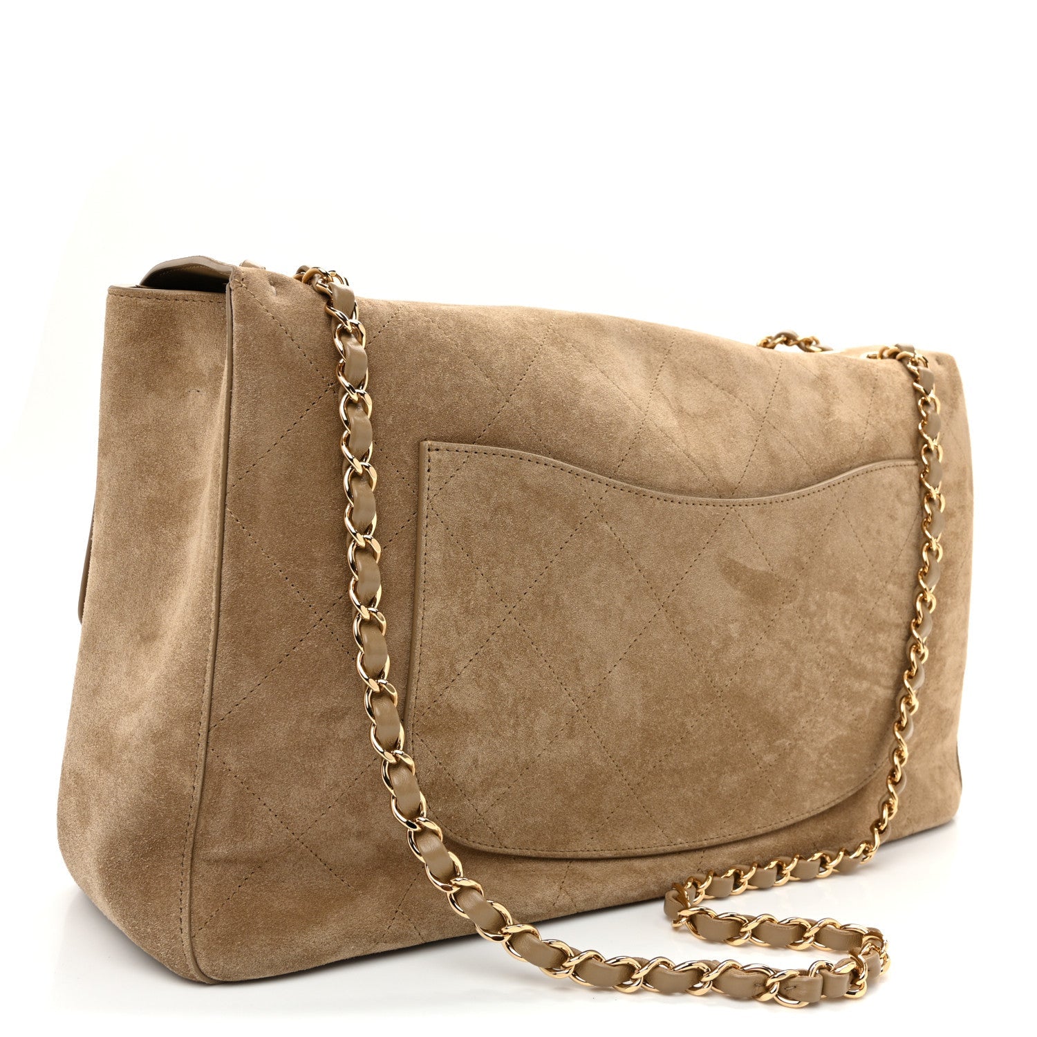 Suede Calfskin Souplissimo Maxi Flap Dark Beige