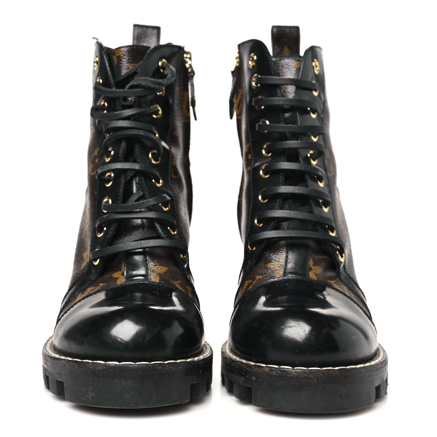 Patent Calfskin Monogram Star Trail Ankle Boots 38.5 Black