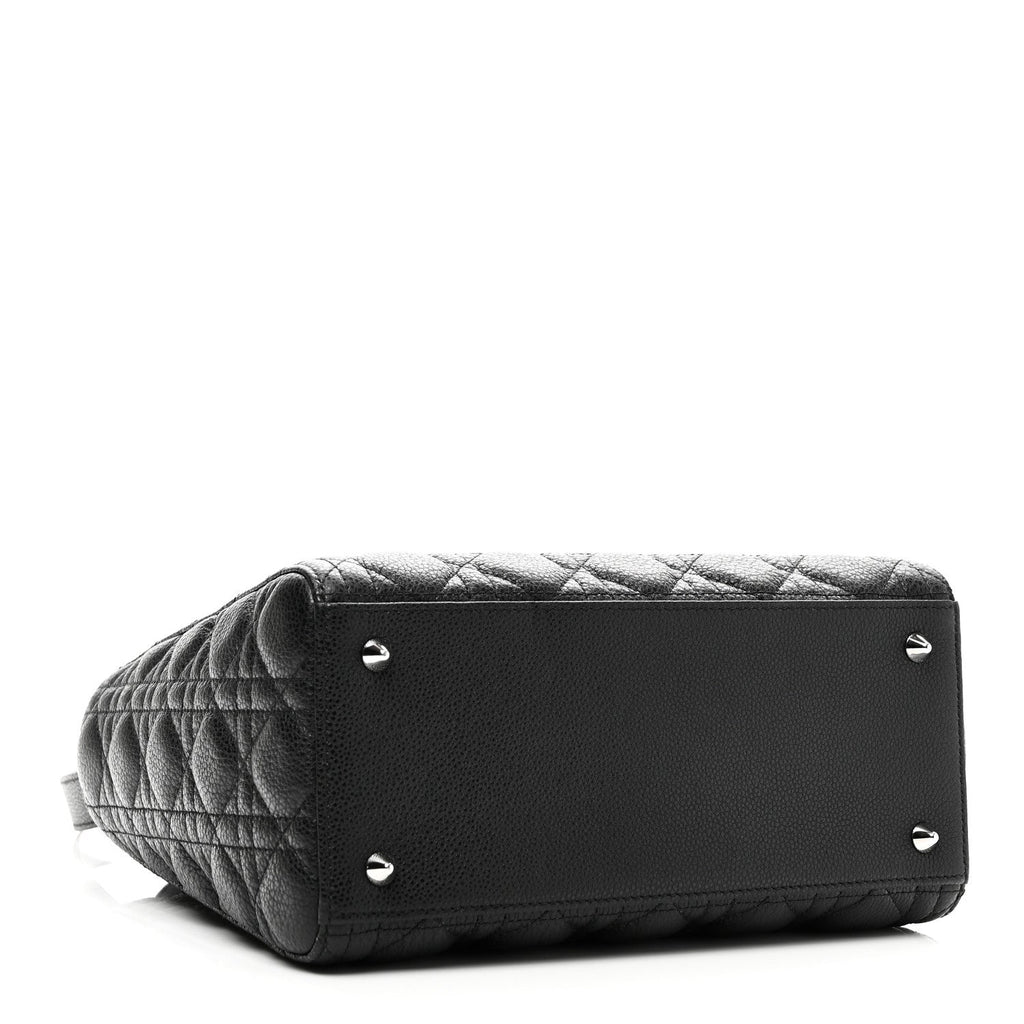 Grained Calfskin Cannage Medium Lady Dior Black