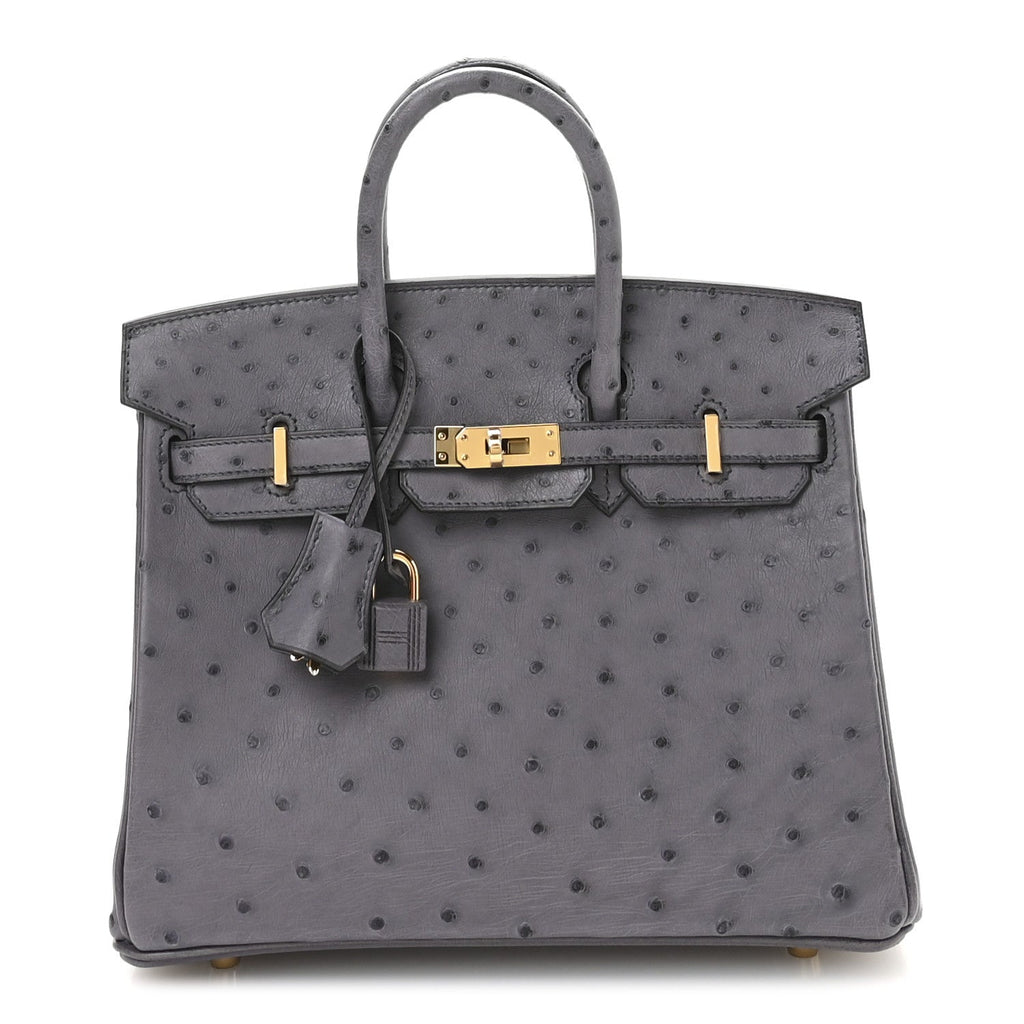 Ostrich Birkin 25 Gris Agate