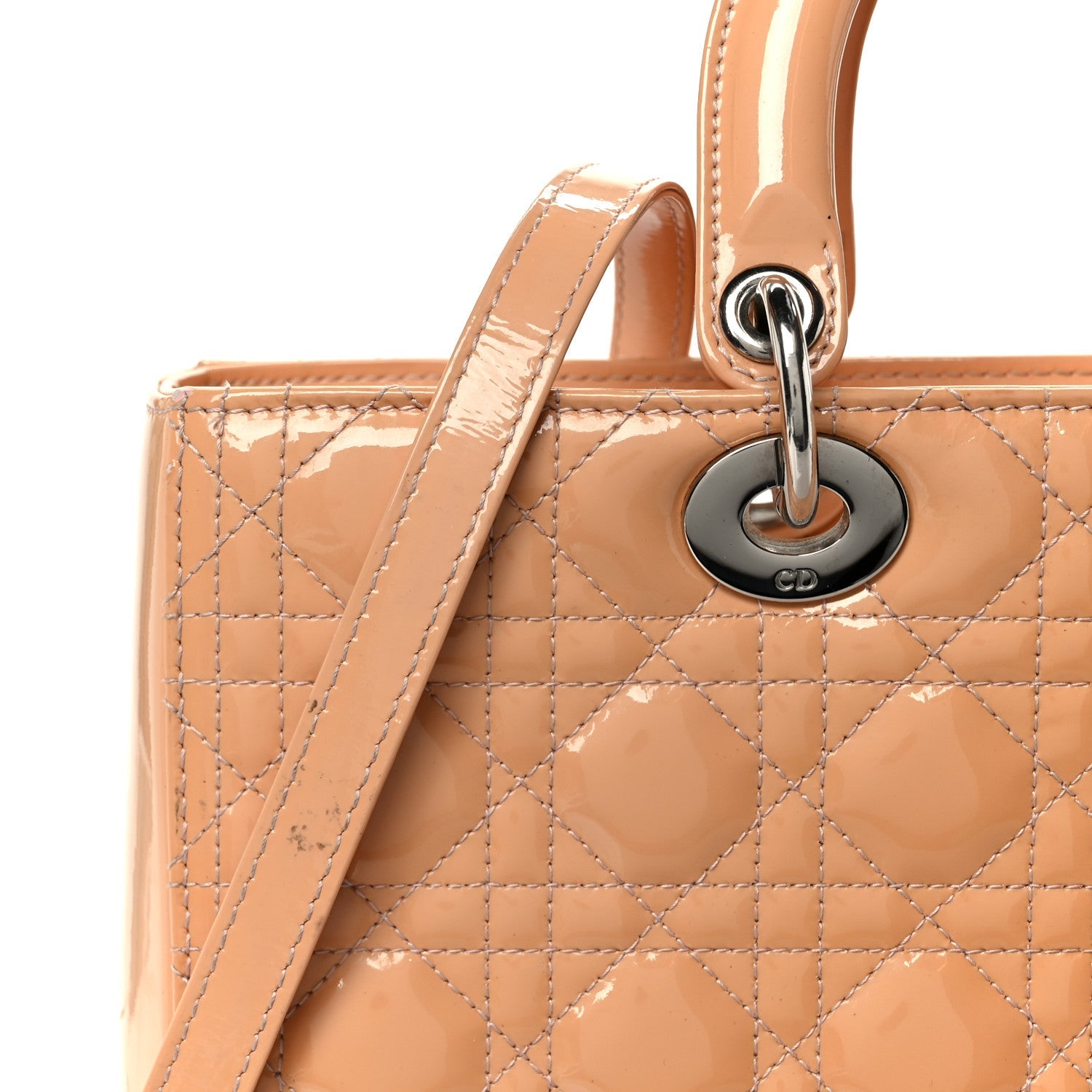 Patent Cannage Large Lady Dior Rose Clair