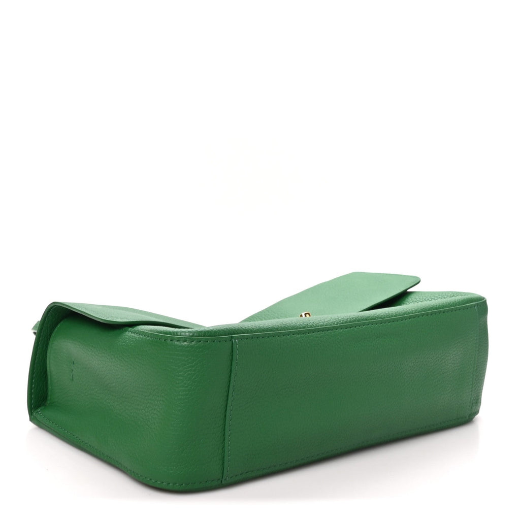 Grained Calfskin Small Souplissimo Maxi Flap Green