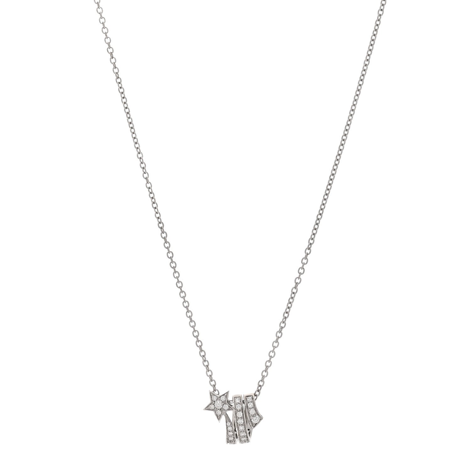 18K White Gold Diamond Comete Geode Pendant Necklace