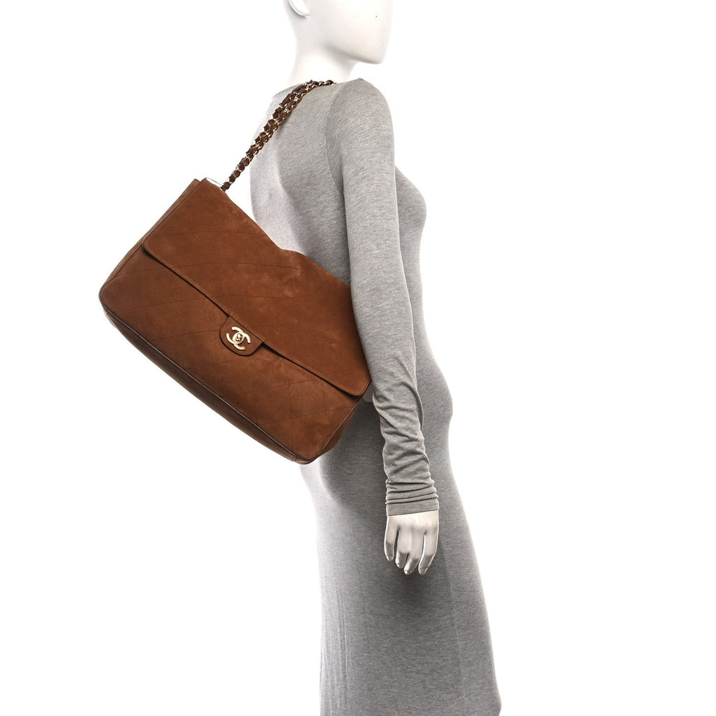 Suede Calfskin Souplissimo Maxi Flap Camel