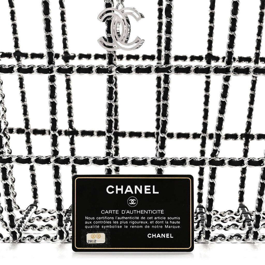Brass Calfskin Medium Grocery By Chanel Shopping Basket Silver