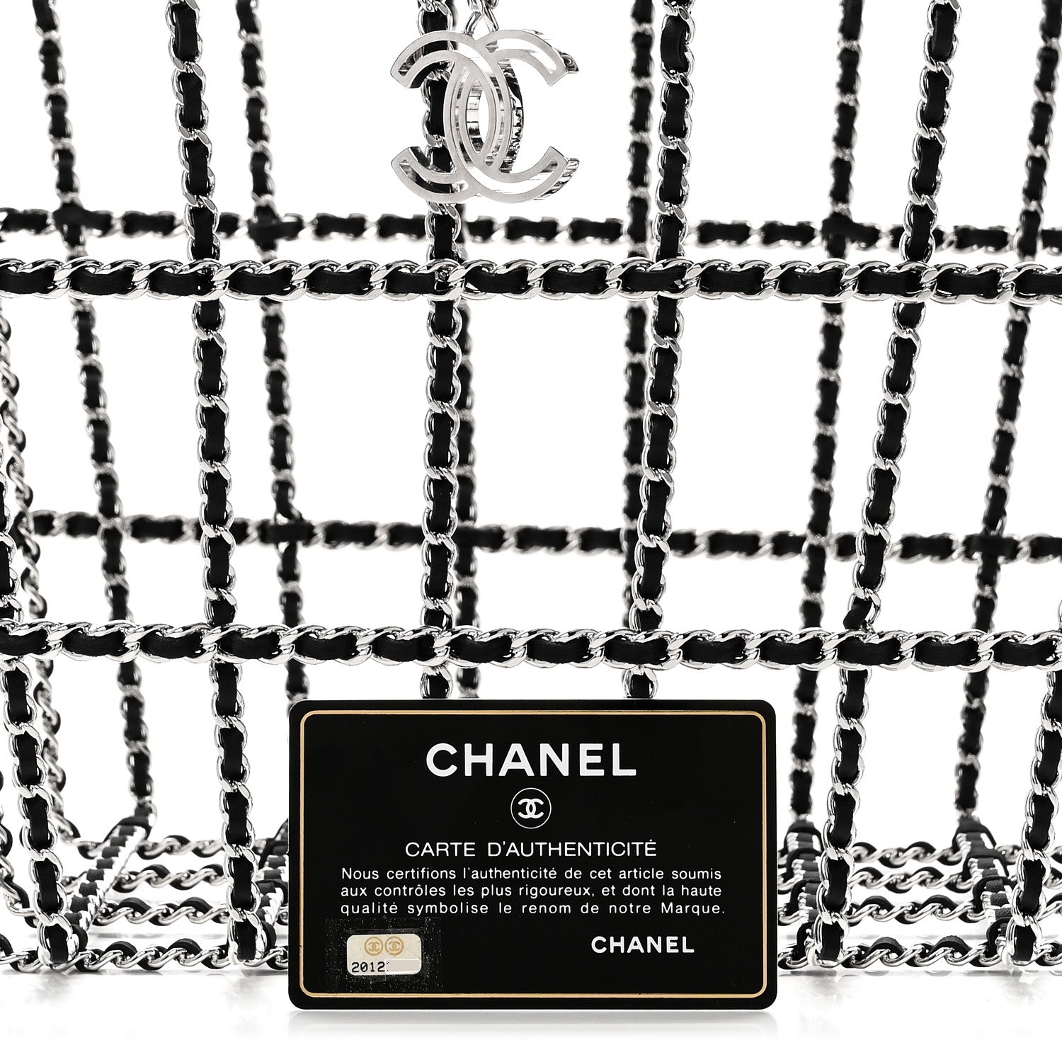 Brass Calfskin Medium Grocery By Chanel Shopping Basket Silver