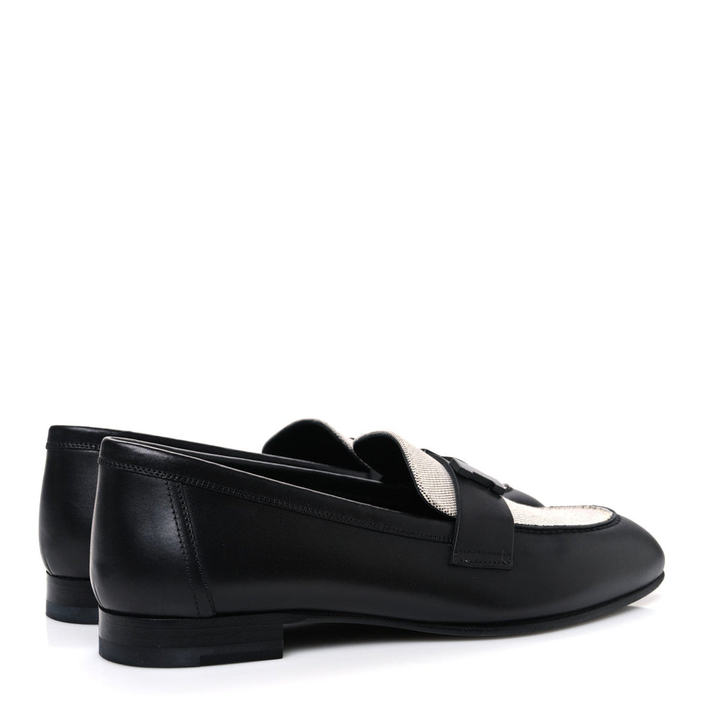 Toile De Coton Calfskin Womens Paris Loafers 37 Black Prunoir