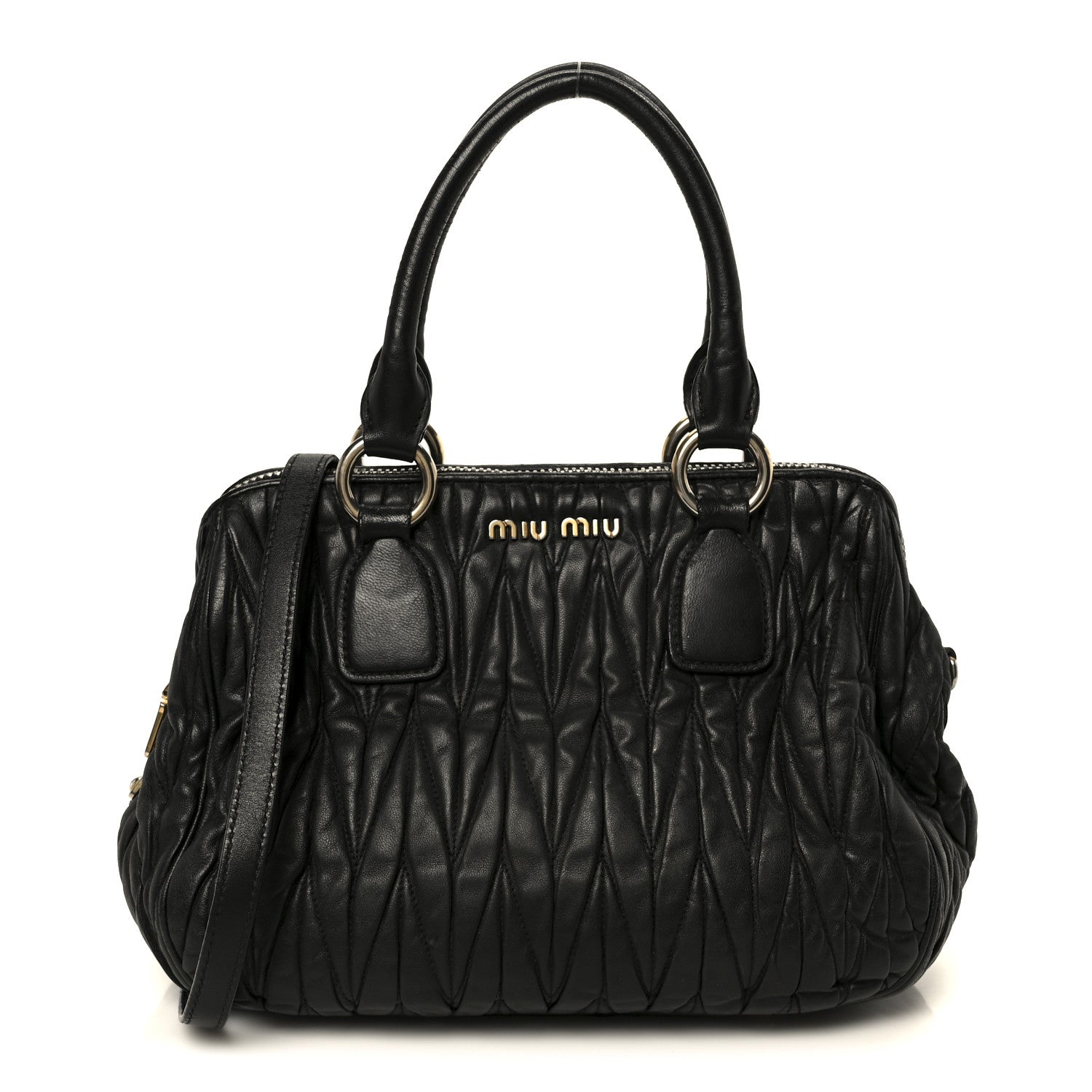 Nappa Matelasse Top Handle Black