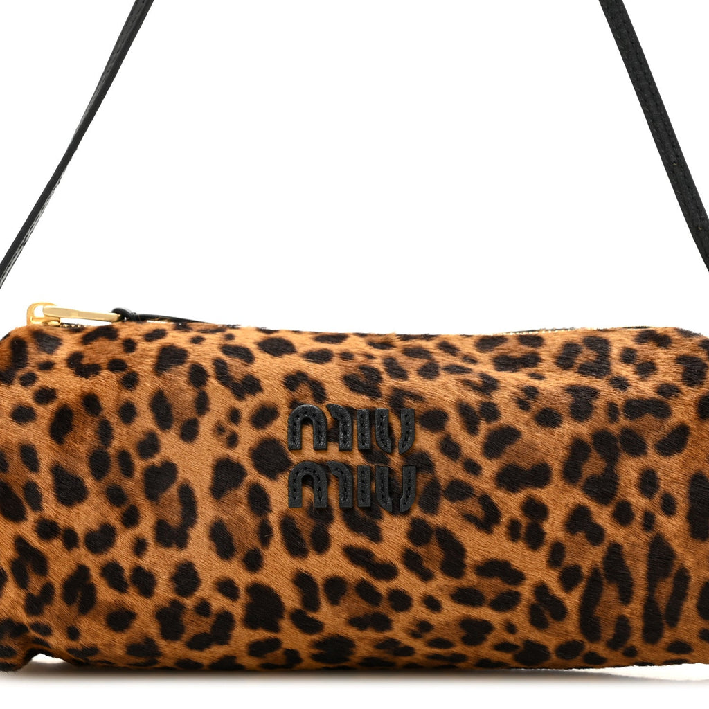 Nappa Calf Hair Leopard Printed Pouch Miele