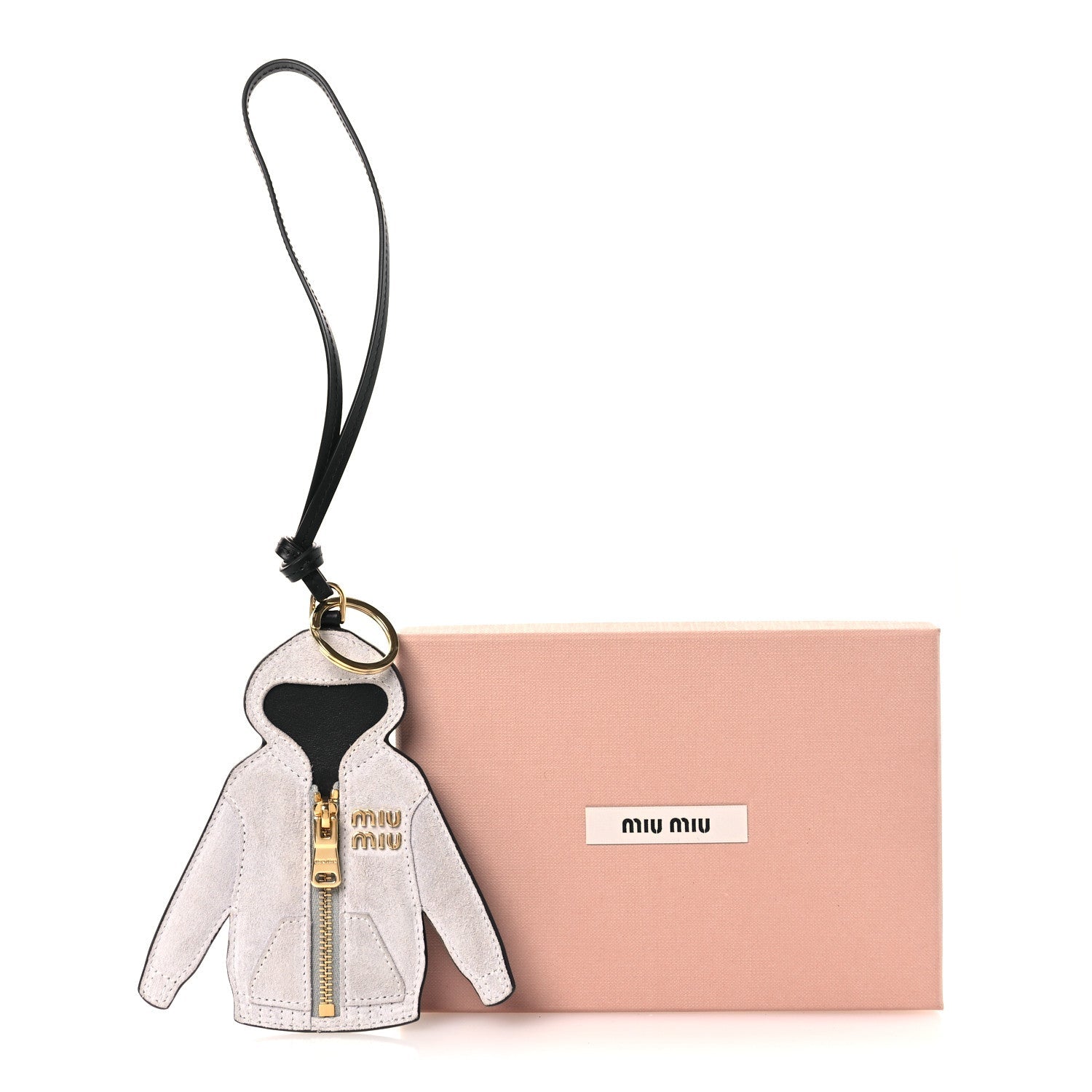 Calfskin Hoodie Trick Bag Charm Grigio